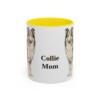11oz Collie Dog Mom Mug, Yellow, front view