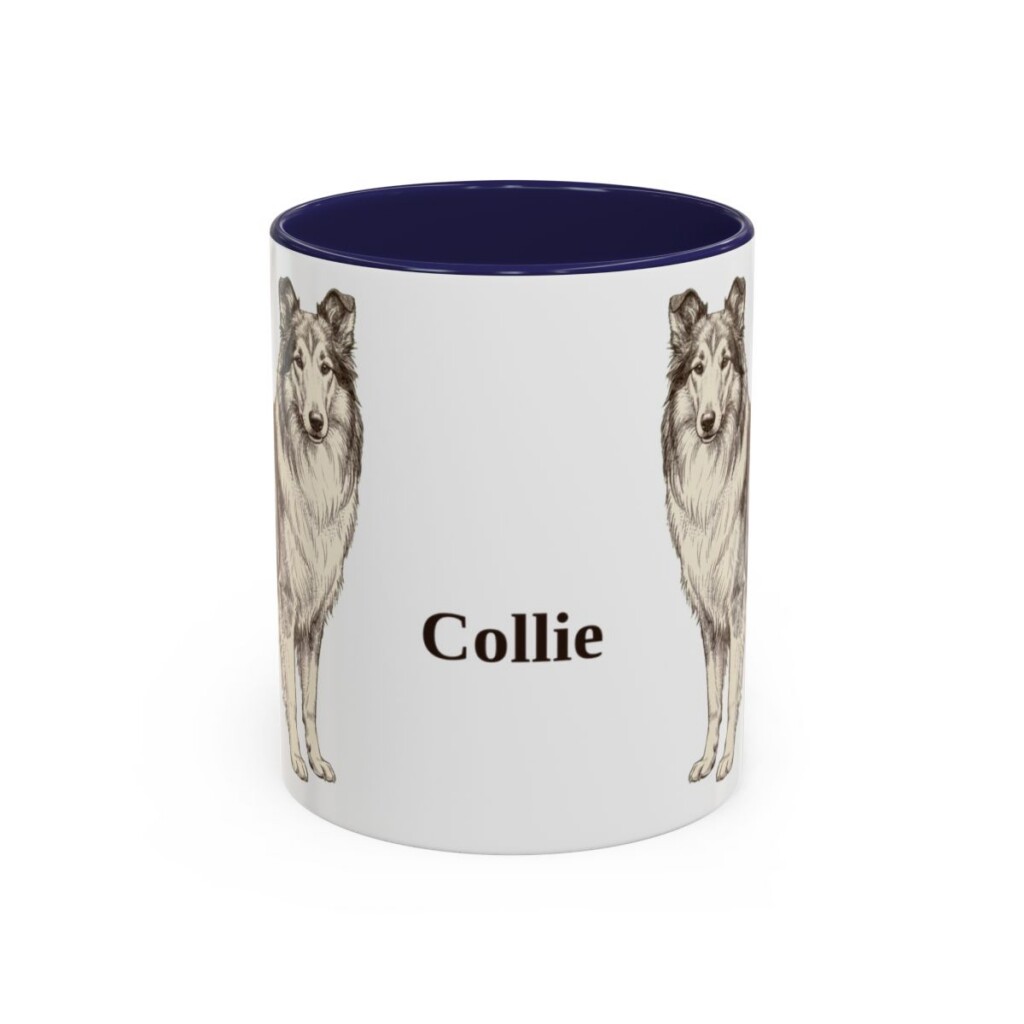 11oz Collie Mug, Navy, front view