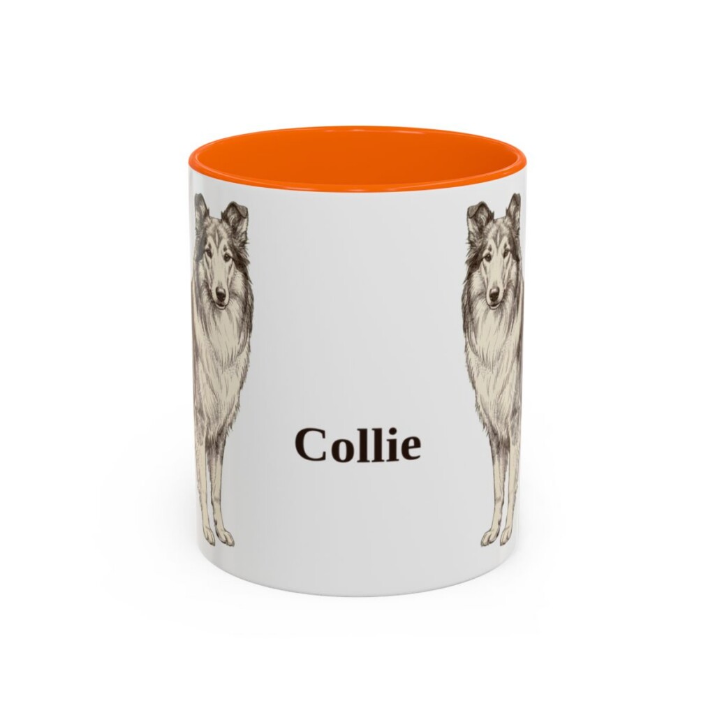 11oz Collie Mug, Orange, front view