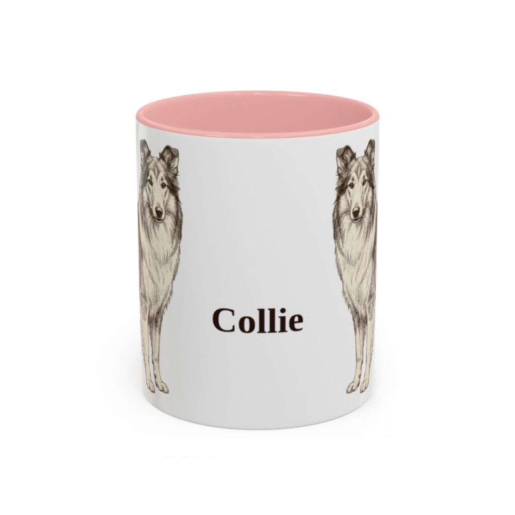 11oz Collie Mug, Pink, front view