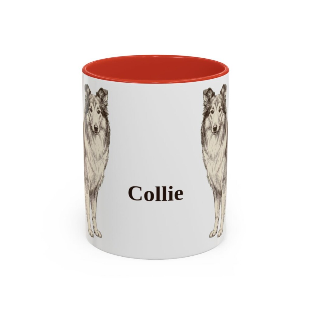 11oz Collie Mug, Red, front view