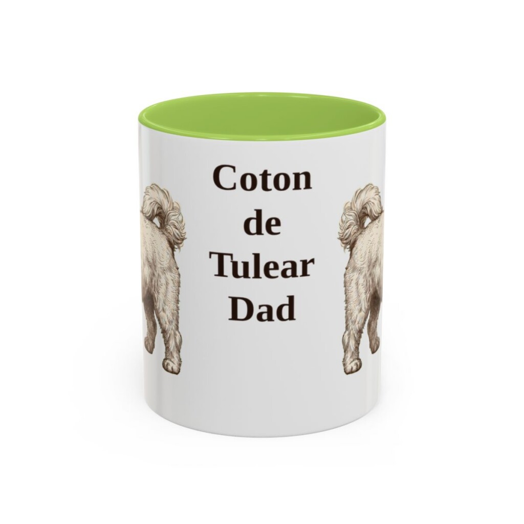11oz Coton de Tulear Dog Dad Mug, Light Green, front view