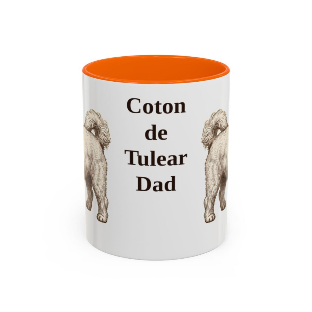 11oz Coton de Tulear Dog Dad Mug, Orange, front view