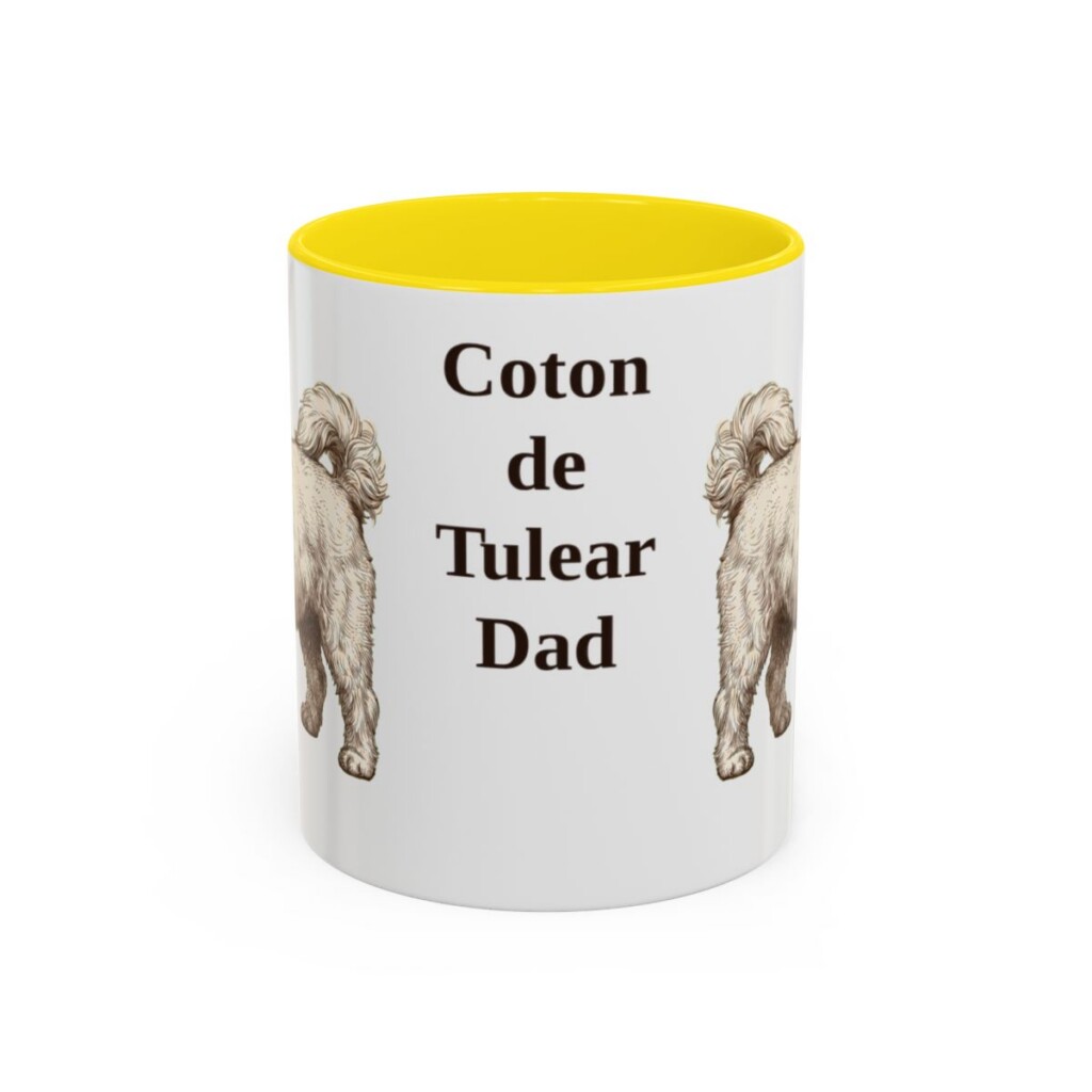 11oz Coton de Tulear Dog Dad Mug, Yellow, front view