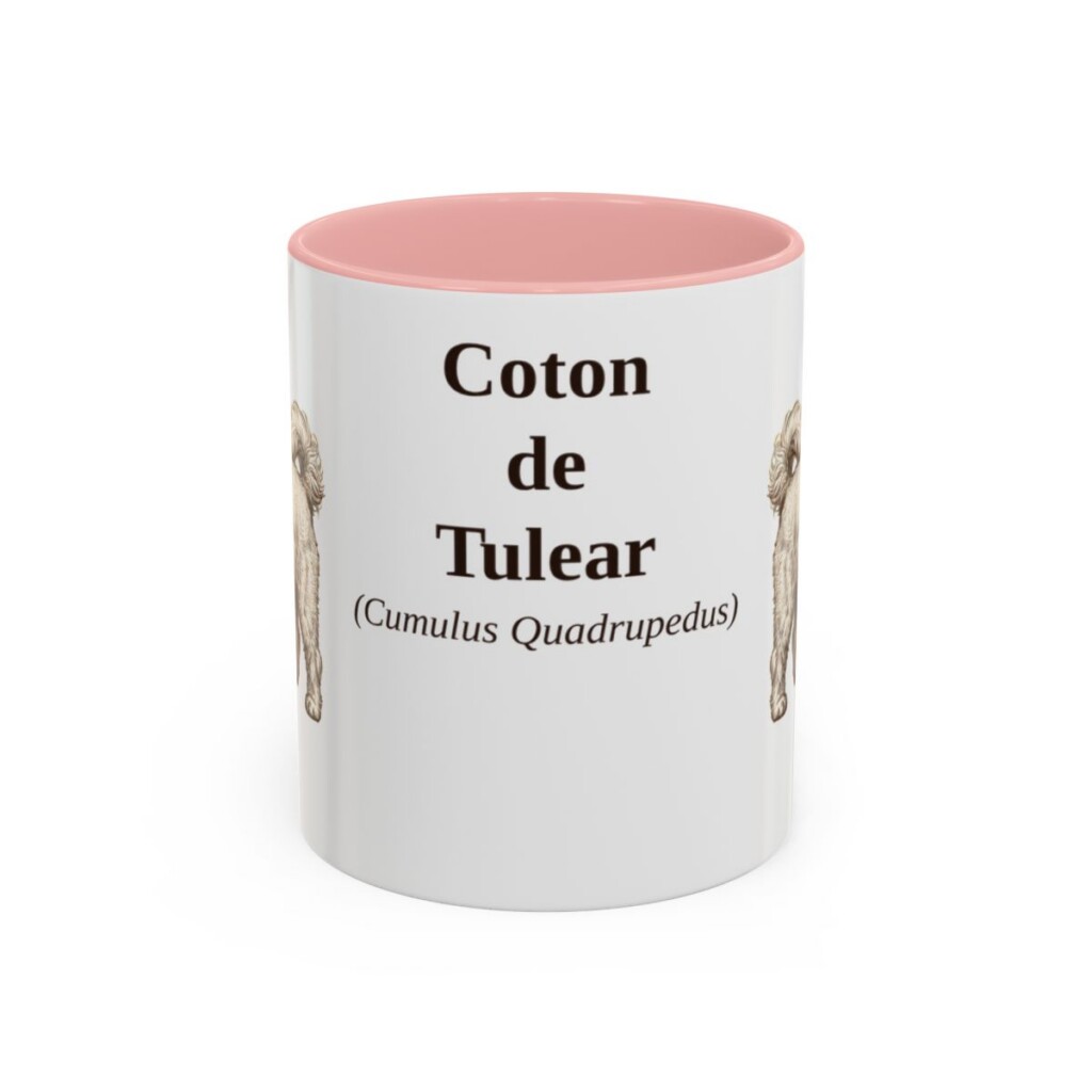 11oz Coton de Tulear Latin Mug, Pink, front view