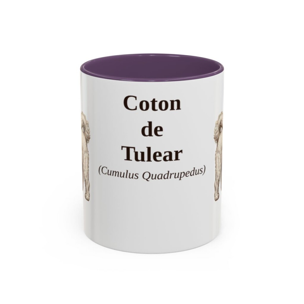 11oz Coton de Tulear Latin Mug, Purple, front view