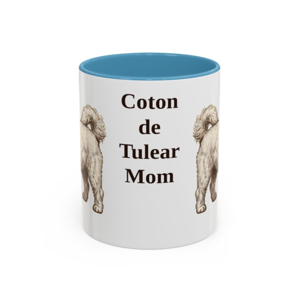 11oz Coton de Tulear Dog Mom Mug, Light Blue, front view