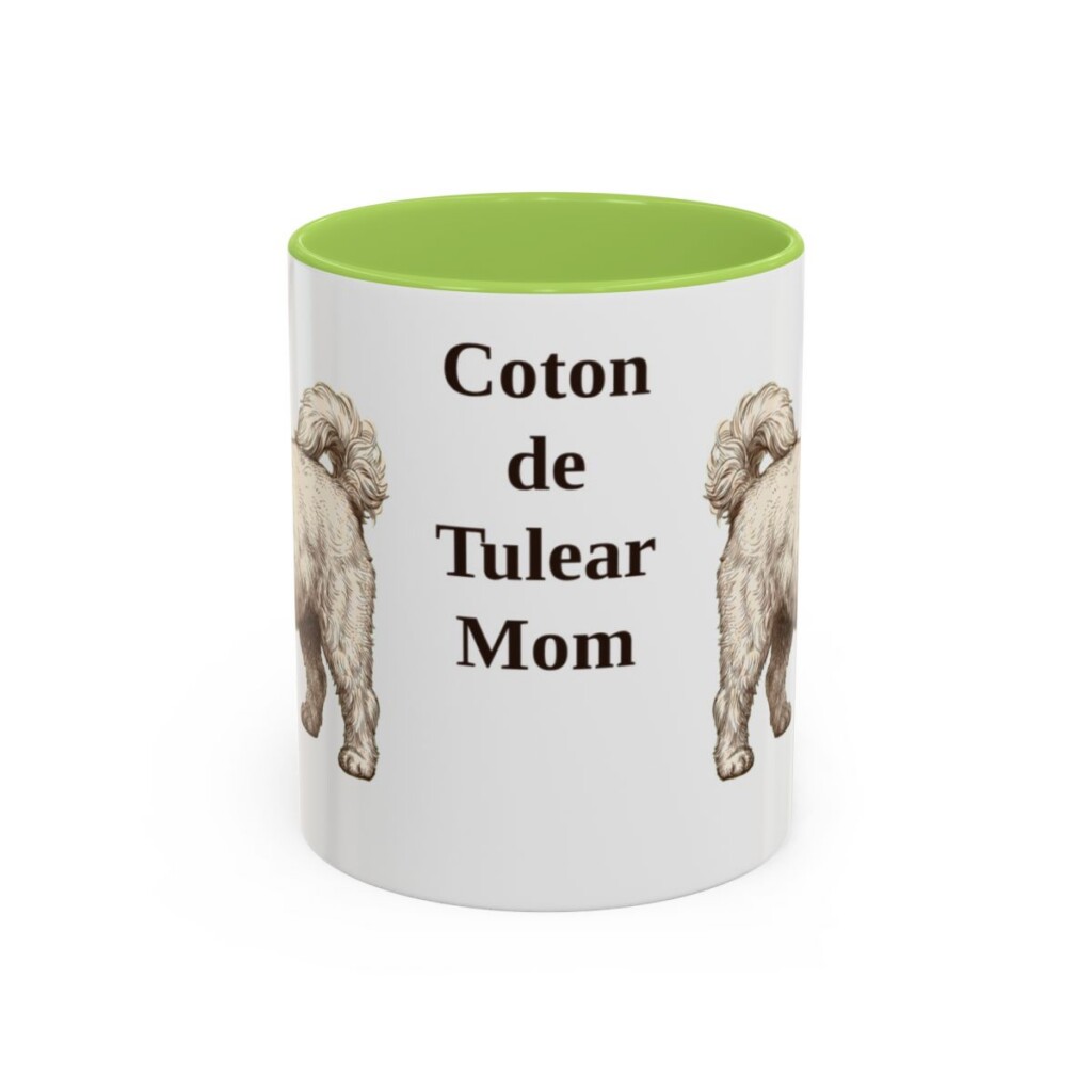11oz Coton de Tulear Dog Mom Mug, Light Green, front view