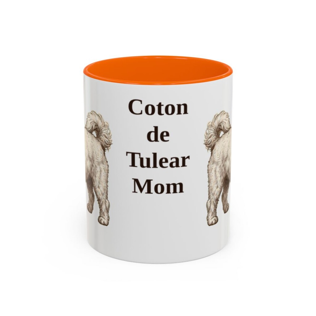 11oz Coton de Tulear Dog Mom Mug, Orange, front view