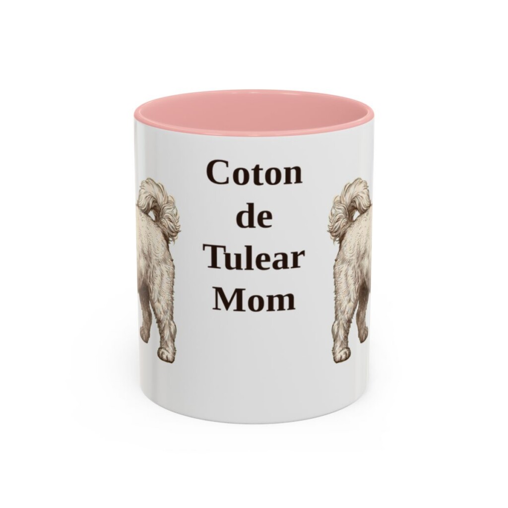 11oz Coton de Tulear Dog Mom Mug, Pink, front view