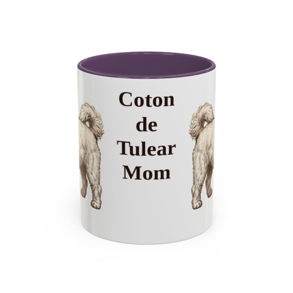 11oz Coton de Tulear Dog Mom Mug, Purple, front view