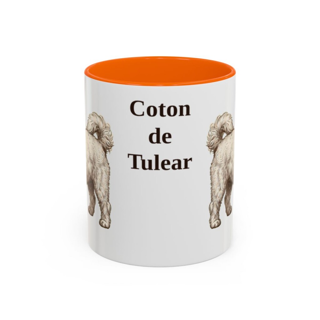 11oz Coton de Tulear Mug, Orange, front view