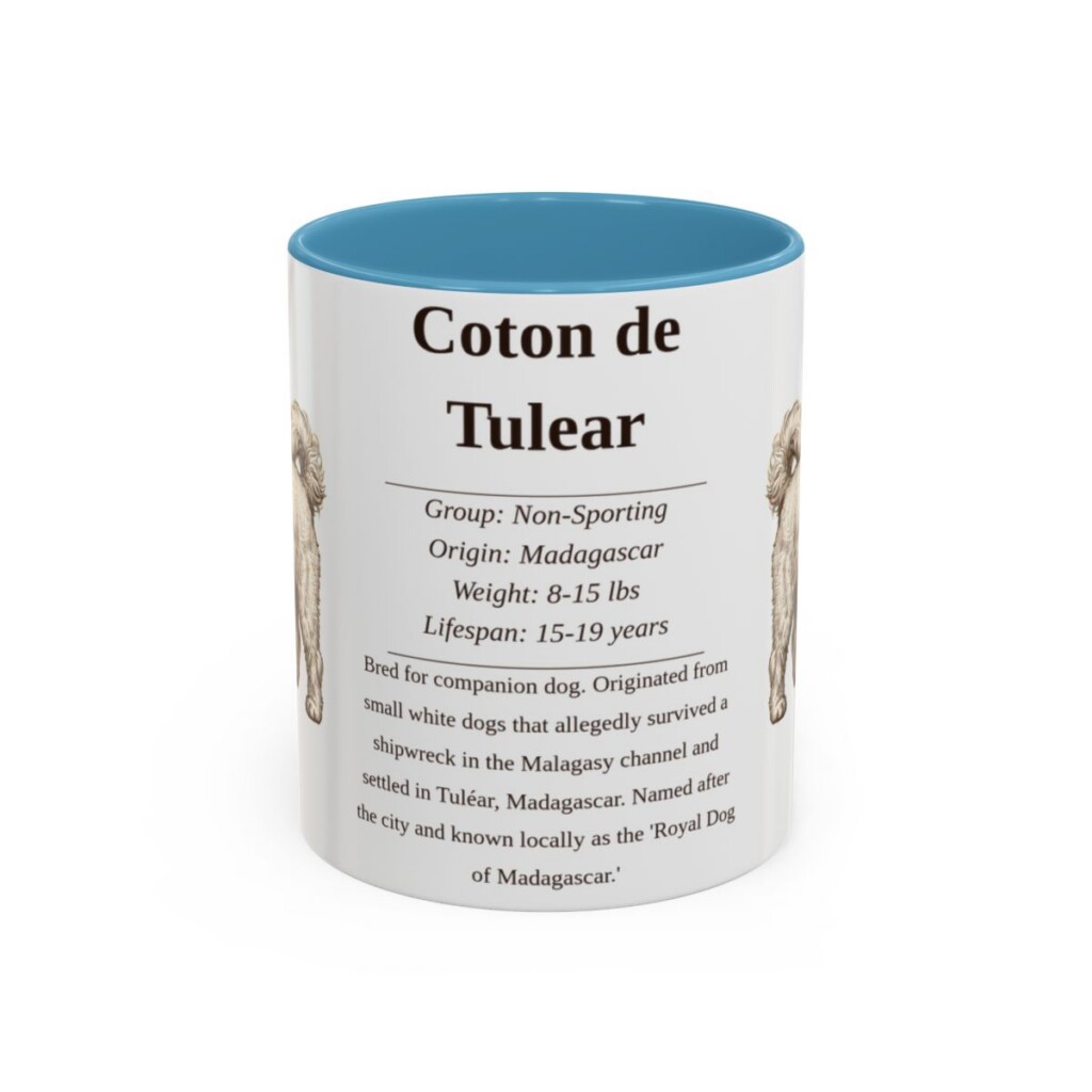11oz Coton de Tulear Mug, Light Blue, front view