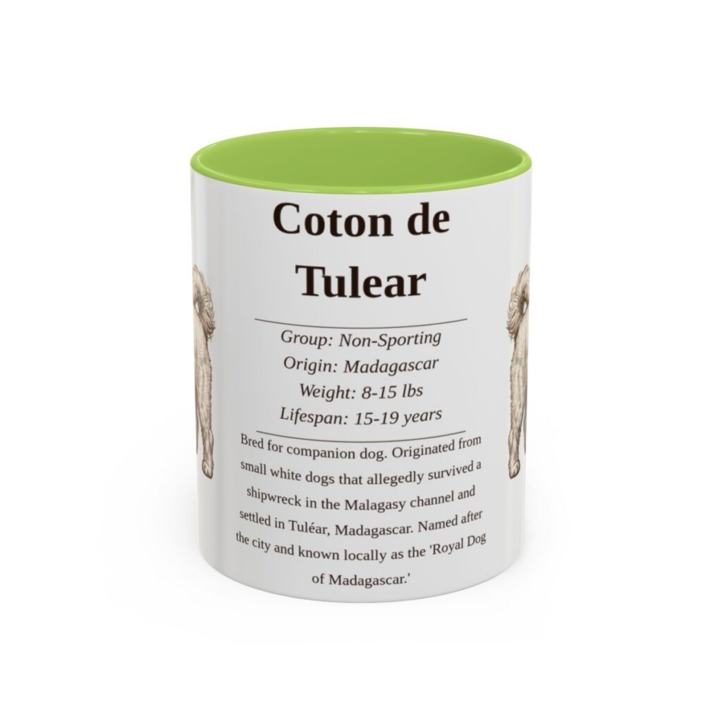 11oz Coton de Tulear Mug, Light Green, front view