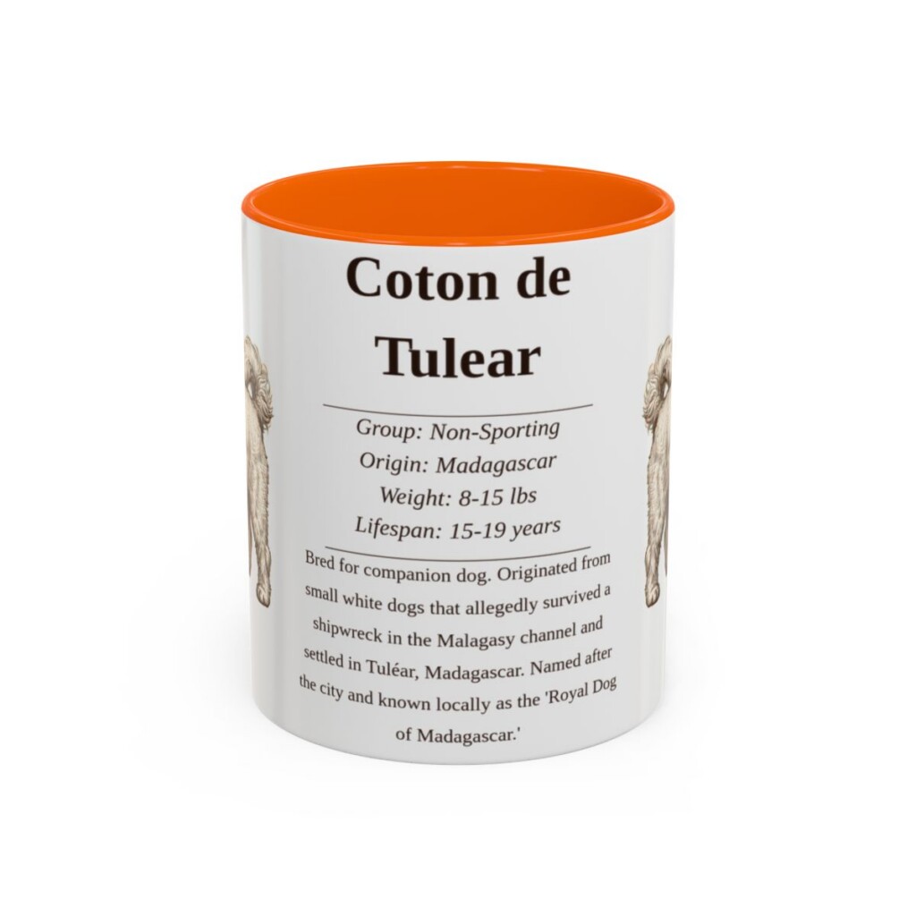 11oz Coton de Tulear Mug, Orange, front view