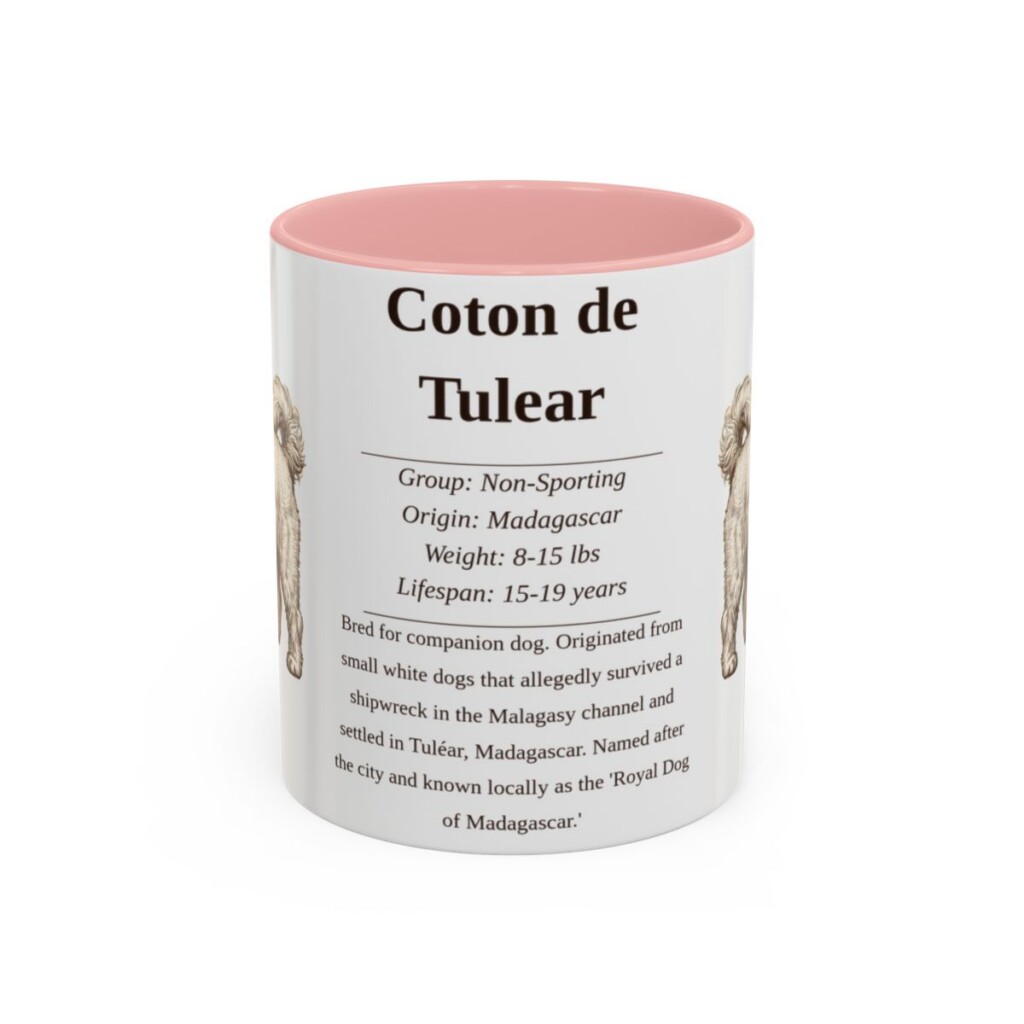 11oz Coton de Tulear Mug, Pink, front view
