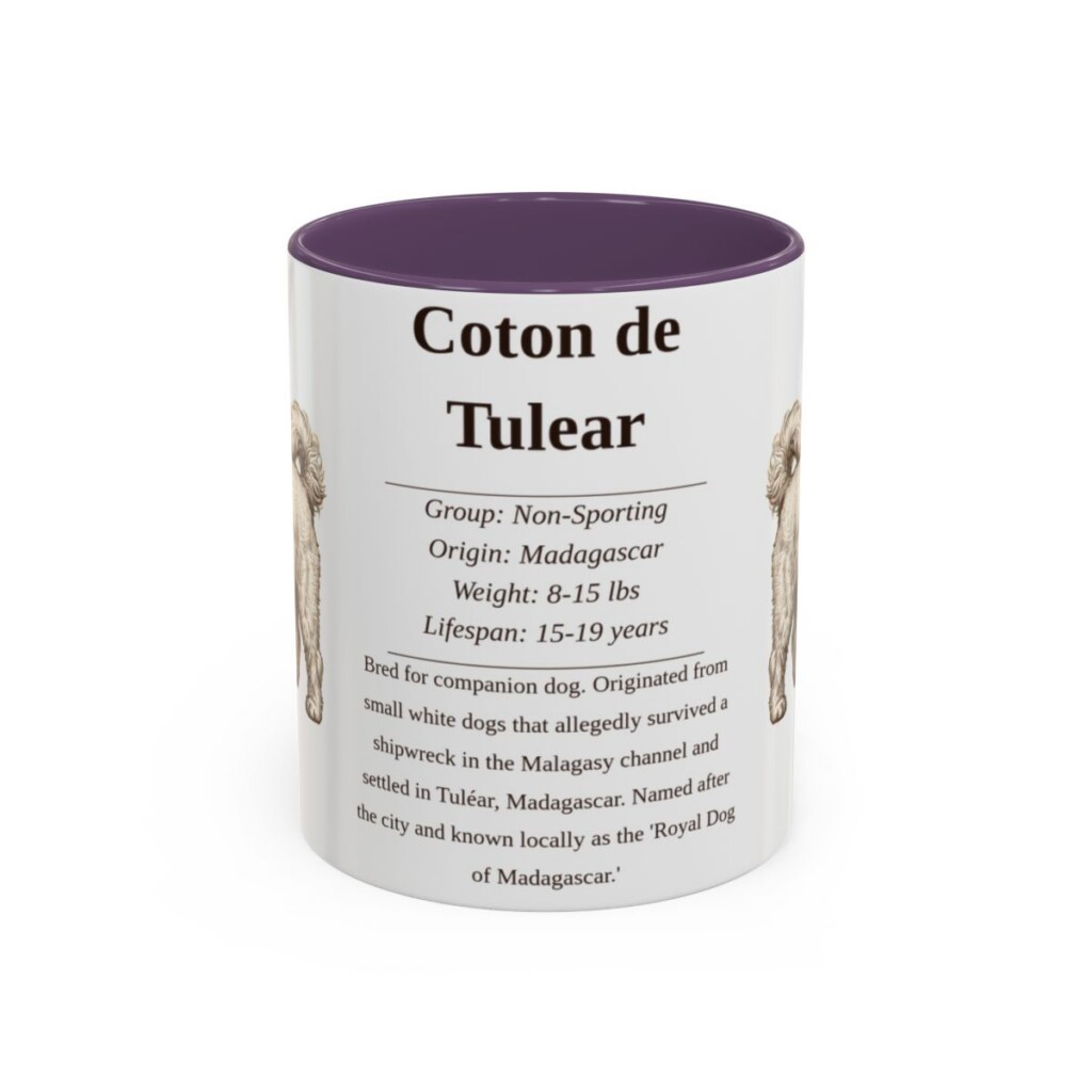 11oz Coton de Tulear Mug, Purple, front view