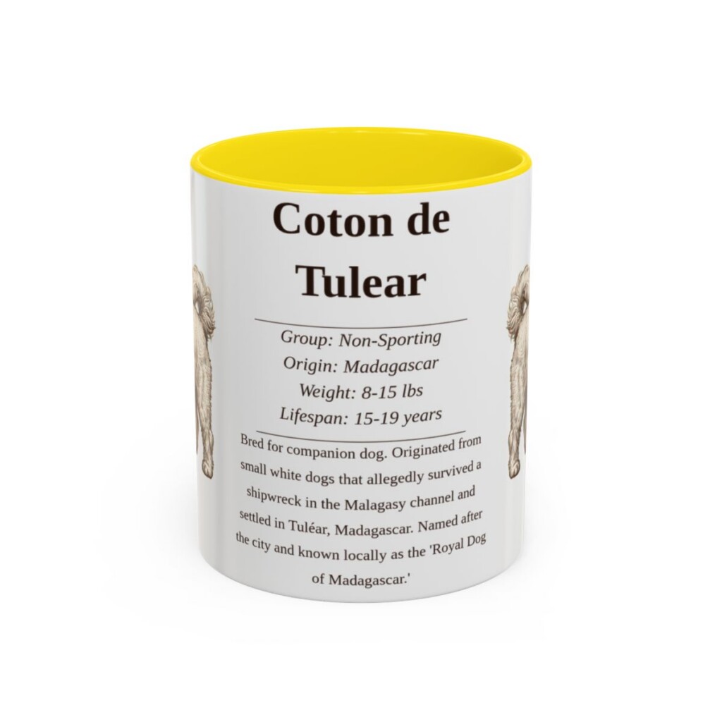 11oz Coton de Tulear Mug, Yellow, front view