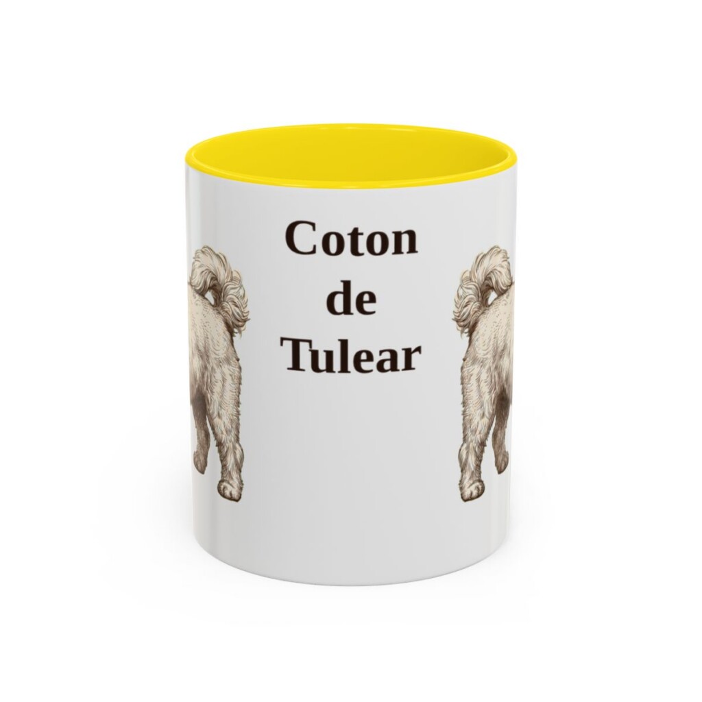 11oz Coton de Tulear Mug, Yellow, front view