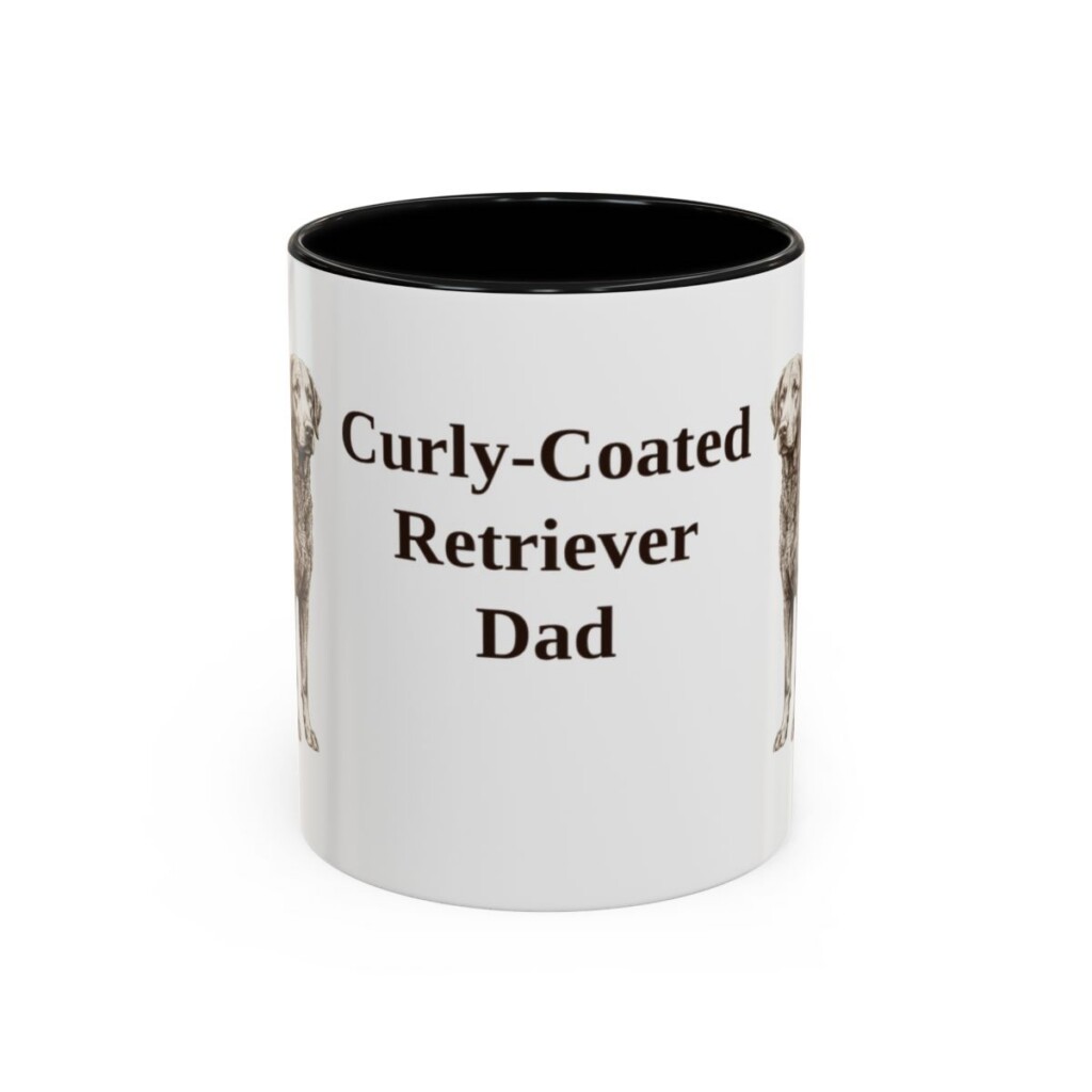 11oz Curly-Coated Retriever Dog Dad Mug, Black, front view
