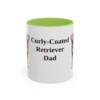 11oz Curly-Coated Retriever Dog Dad Mug, Light Green, front view
