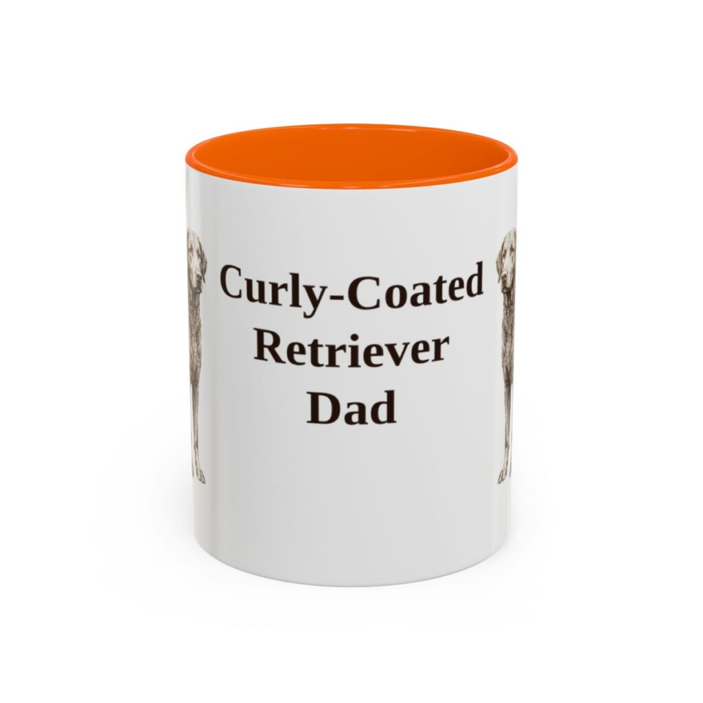 11oz Curly-Coated Retriever Dog Dad Mug, Orange, front view