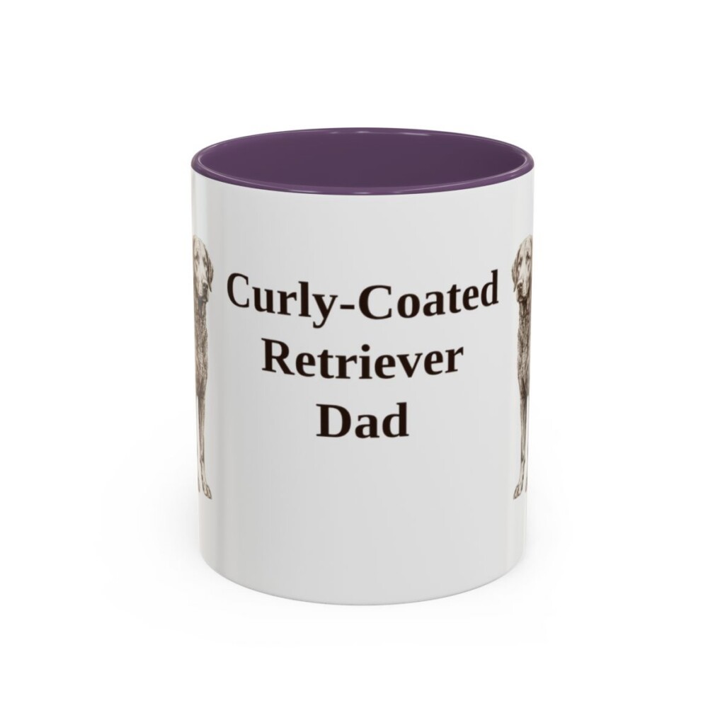 11oz Curly-Coated Retriever Dog Dad Mug, Purple, front view