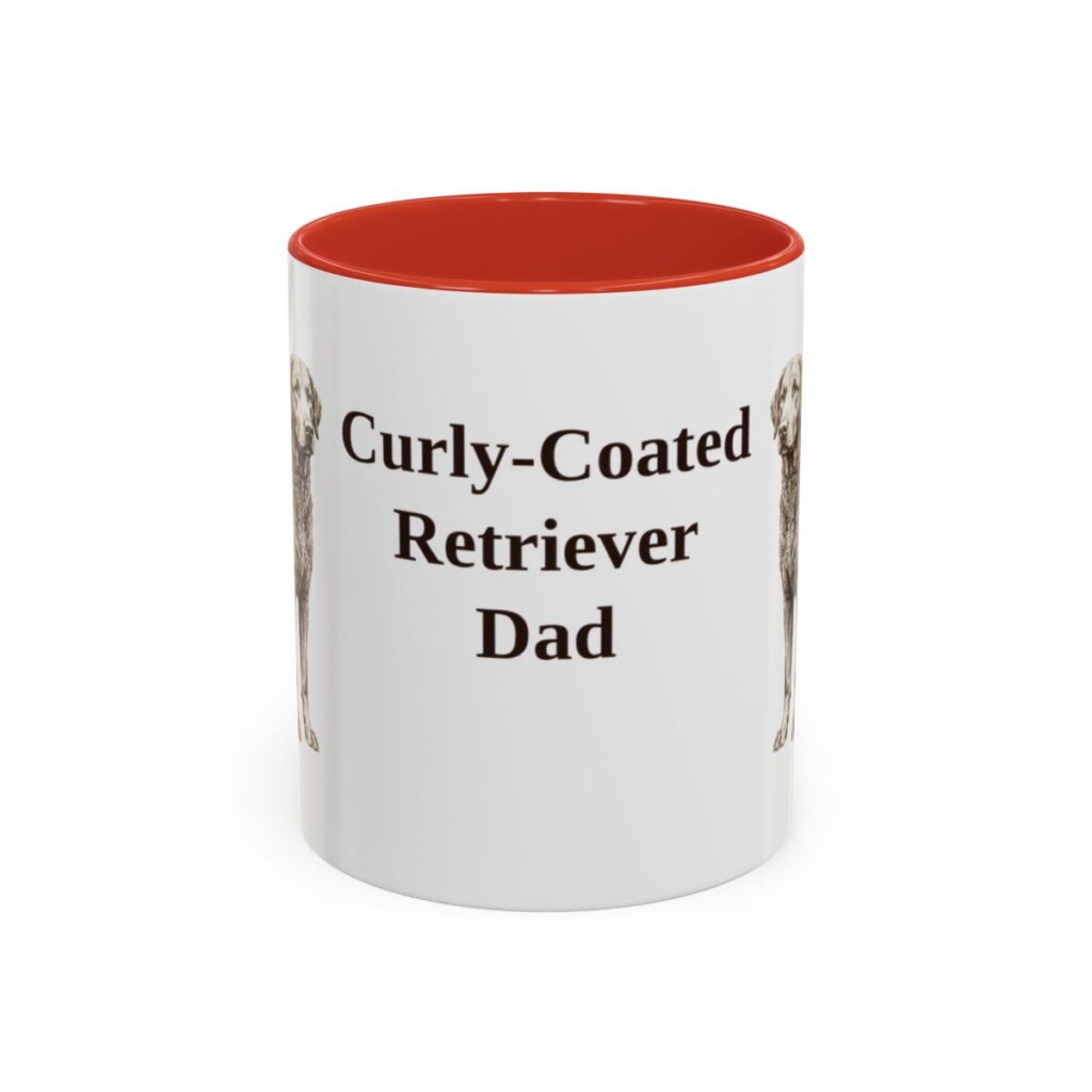 11oz Curly-Coated Retriever Dog Dad Mug, Red, front view