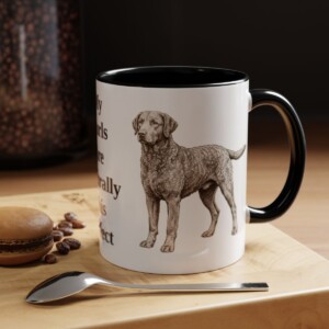 11oz Funny Curly-Coated Retriever Mug, Black, lifestyle photo