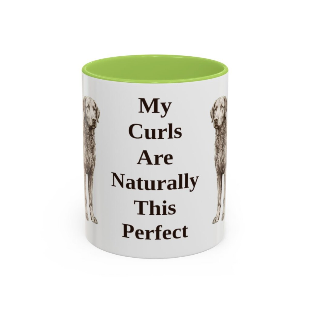 11oz-curly-coated-retriever-mug-humor-light-green 11oz Funny Curly-Coated Retriever Mug, Light Green, front view