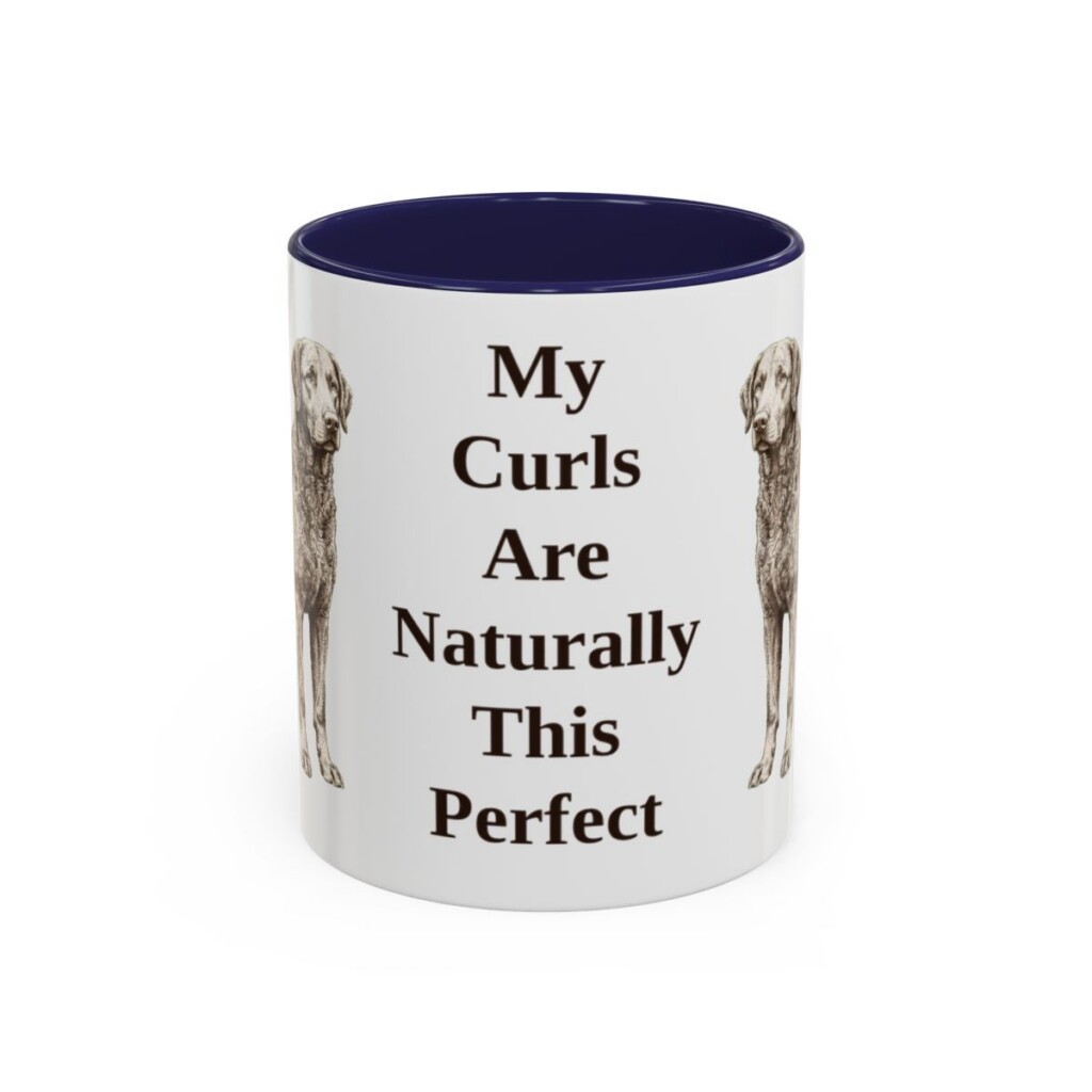 11oz-curly-coated-retriever-mug-humor-navy 11oz Funny Curly-Coated Retriever Mug, Navy, front view