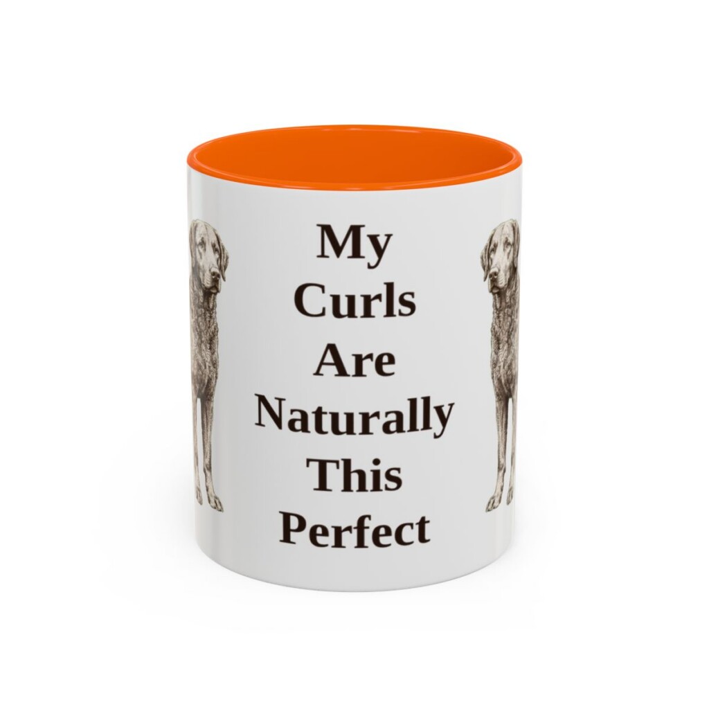 11oz-curly-coated-retriever-mug-humor-orange 11oz Funny Curly-Coated Retriever Mug, Orange, front view