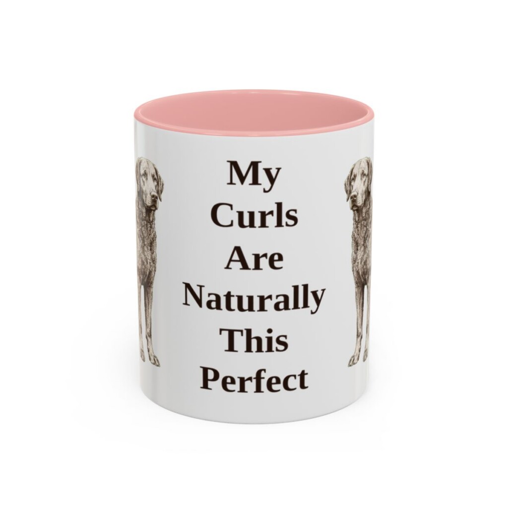 11oz-curly-coated-retriever-mug-humor-pink 11oz Funny Curly-Coated Retriever Mug, Pink, front view