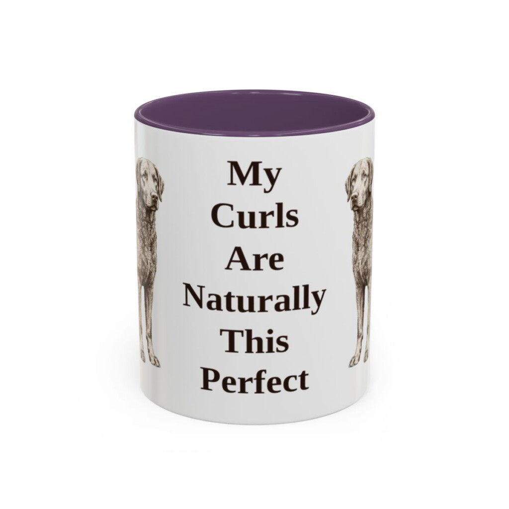 11oz-curly-coated-retriever-mug-humor-purple 11oz Funny Curly-Coated Retriever Mug, Purple, front view