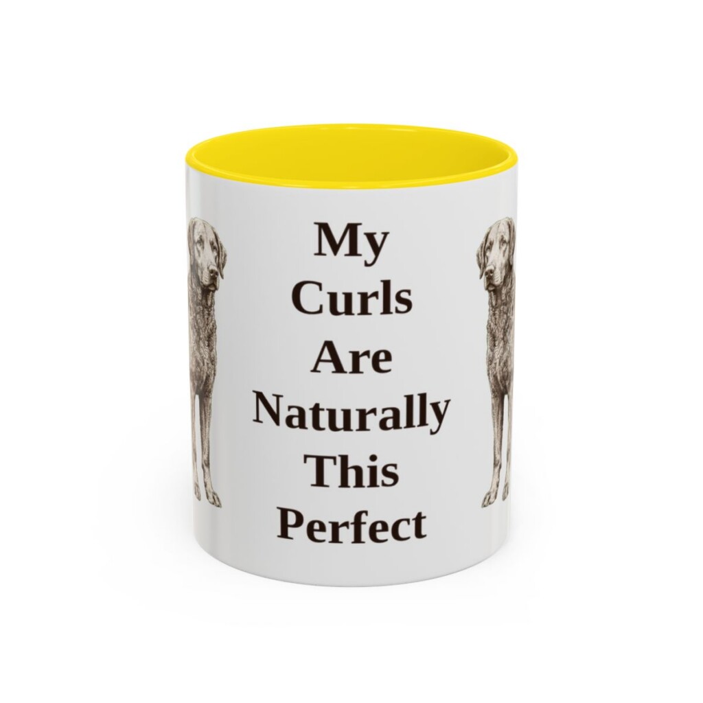 11oz-curly-coated-retriever-mug-humor-yellow 11oz Funny Curly-Coated Retriever Mug, Yellow, front view