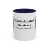 11oz Curly-Coated Retriever Latin Mug, Navy, front view