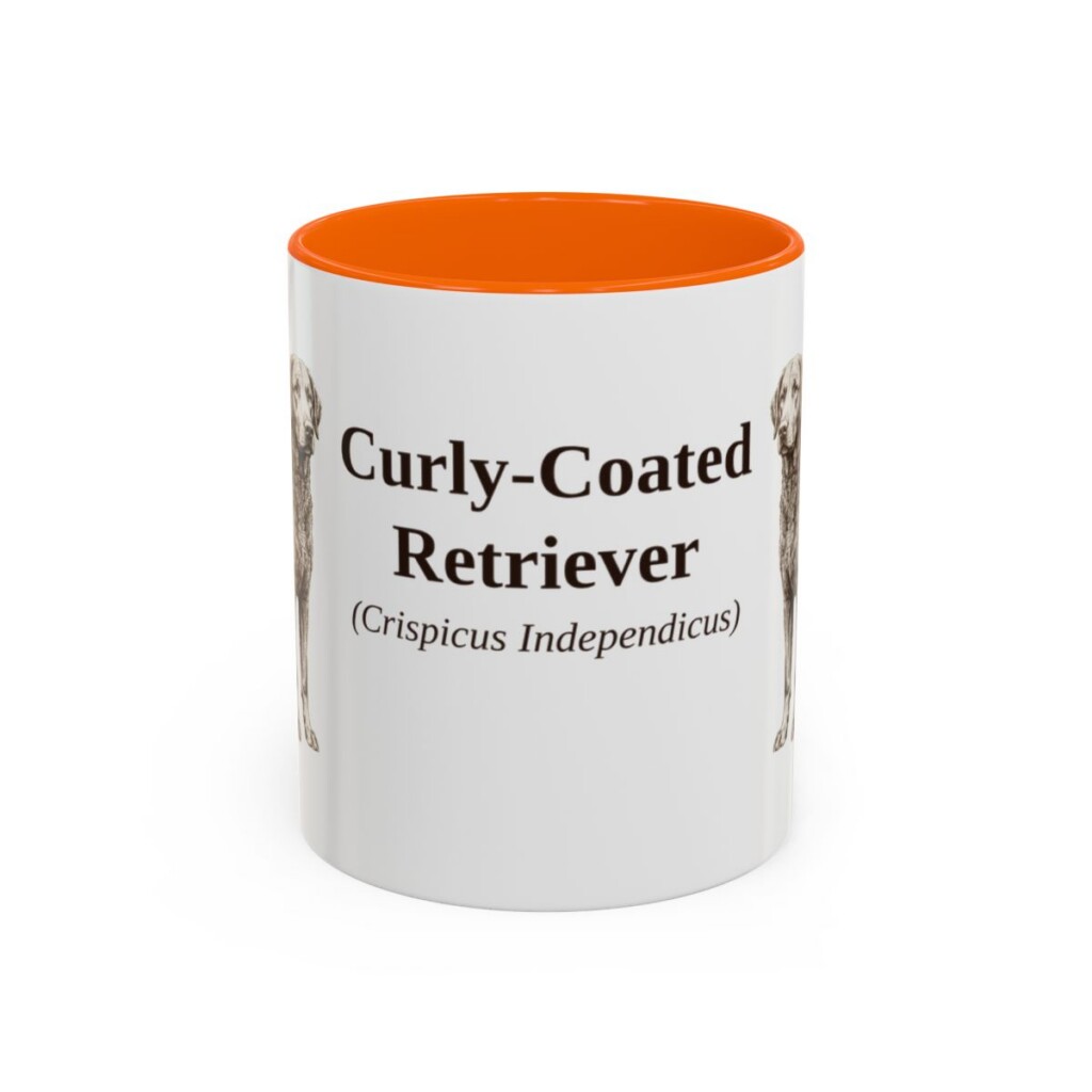 11oz Curly-Coated Retriever Latin Mug, Orange, front view