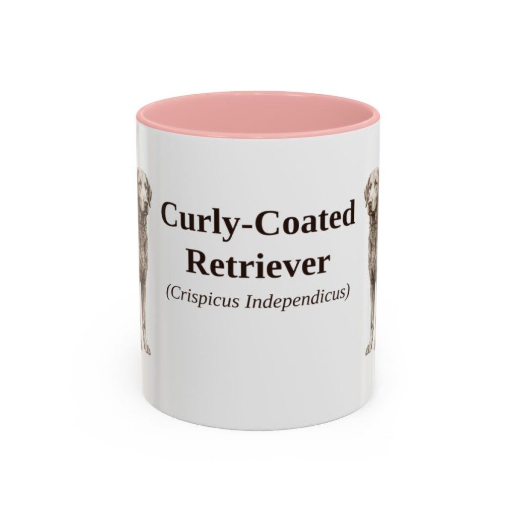 11oz Curly-Coated Retriever Latin Mug, Pink, front view