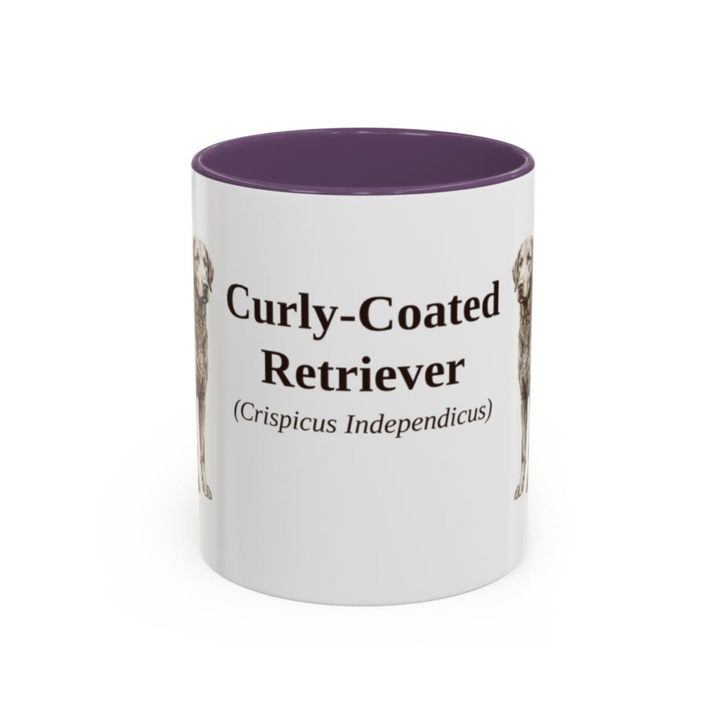 11oz Curly-Coated Retriever Latin Mug, Purple, front view