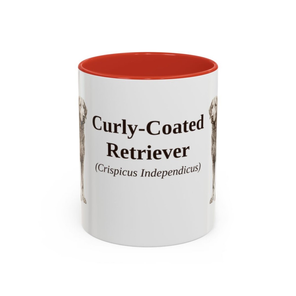 11oz Curly-Coated Retriever Latin Mug, Red, front view