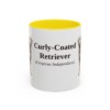 11oz Curly-Coated Retriever Latin Mug, Yellow, front view