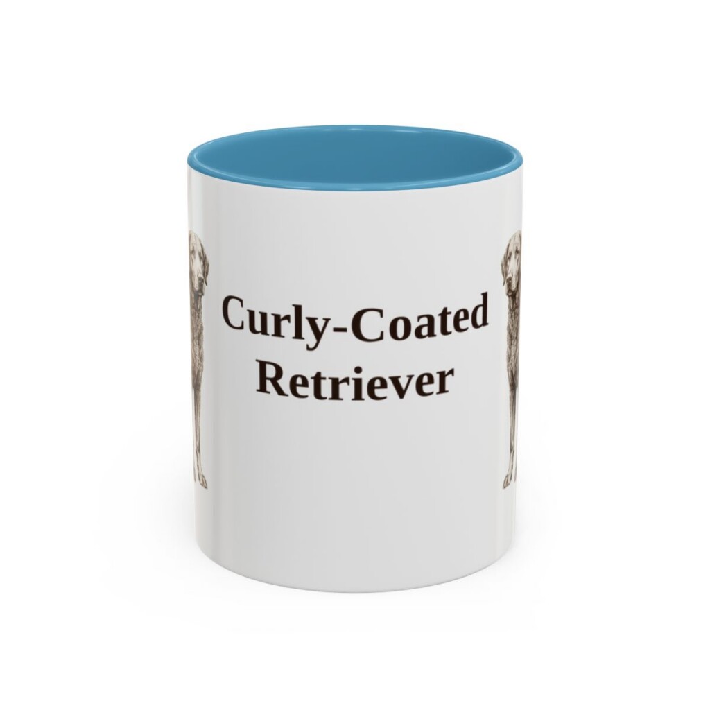 11oz Curly-Coated Retriever Mug, Light Blue, front view