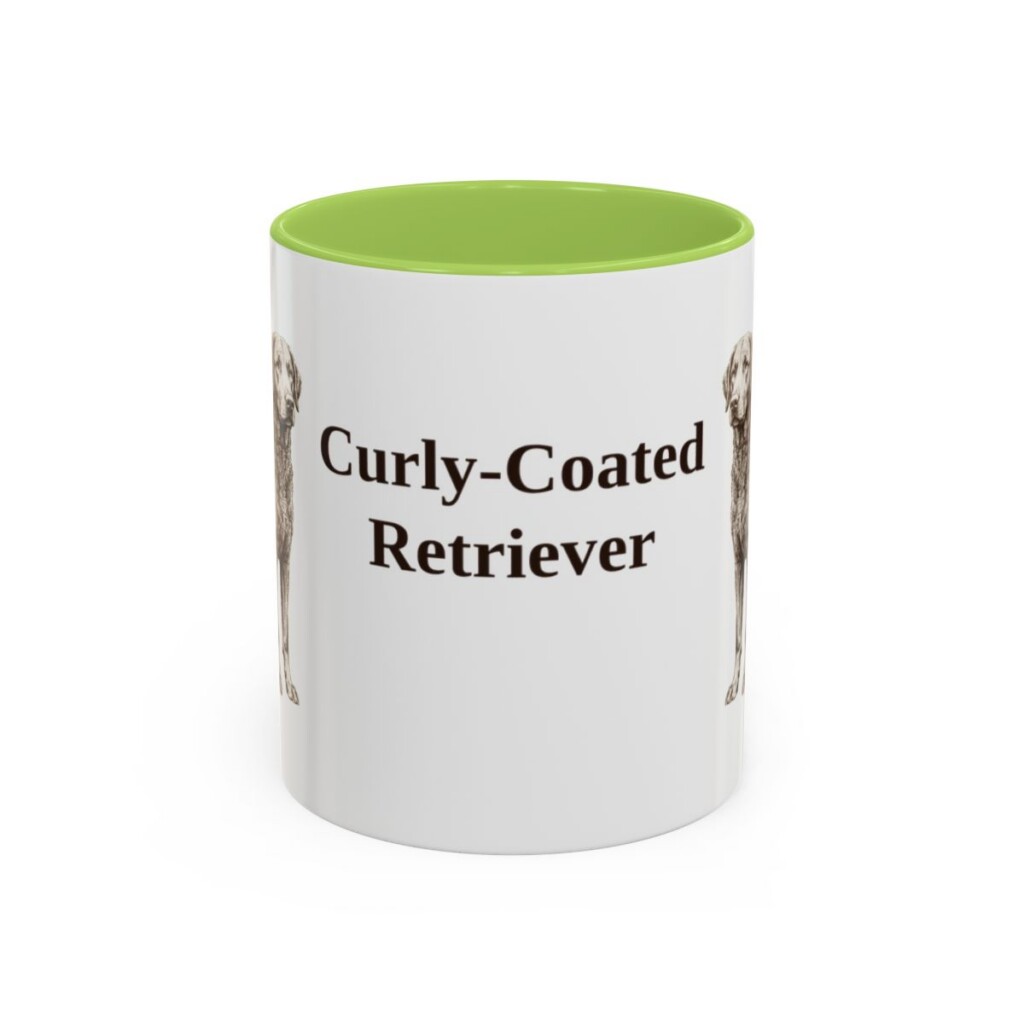 11oz Curly-Coated Retriever Mug, Light Green, front view