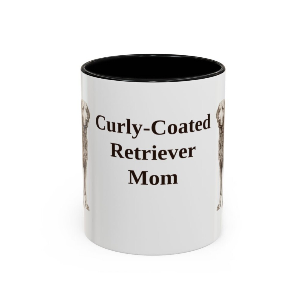 11oz Curly-Coated Retriever Dog Mom Mug, Black, front view