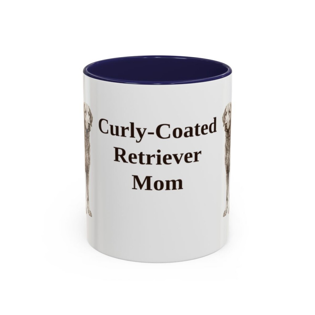 11oz Curly-Coated Retriever Dog Mom Mug, Navy, front view