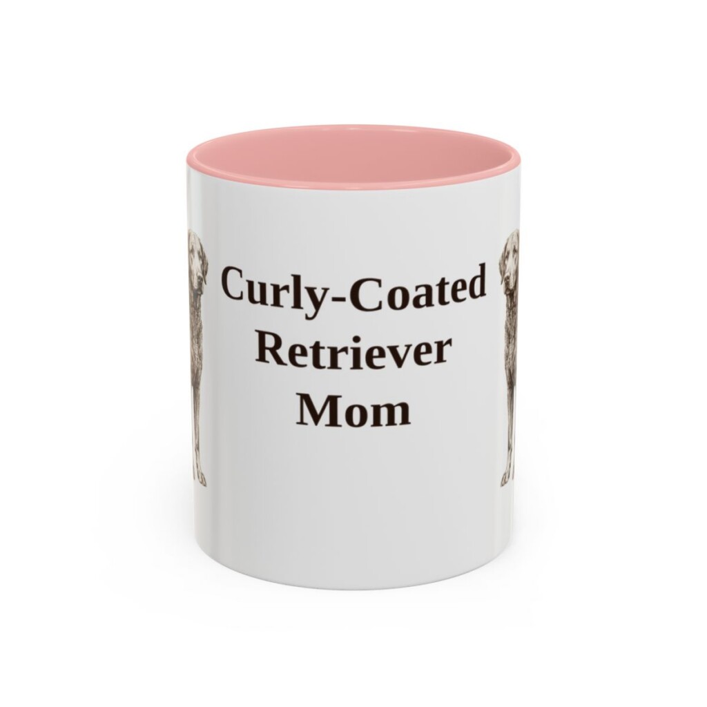 11oz Curly-Coated Retriever Dog Mom Mug, Pink, front view