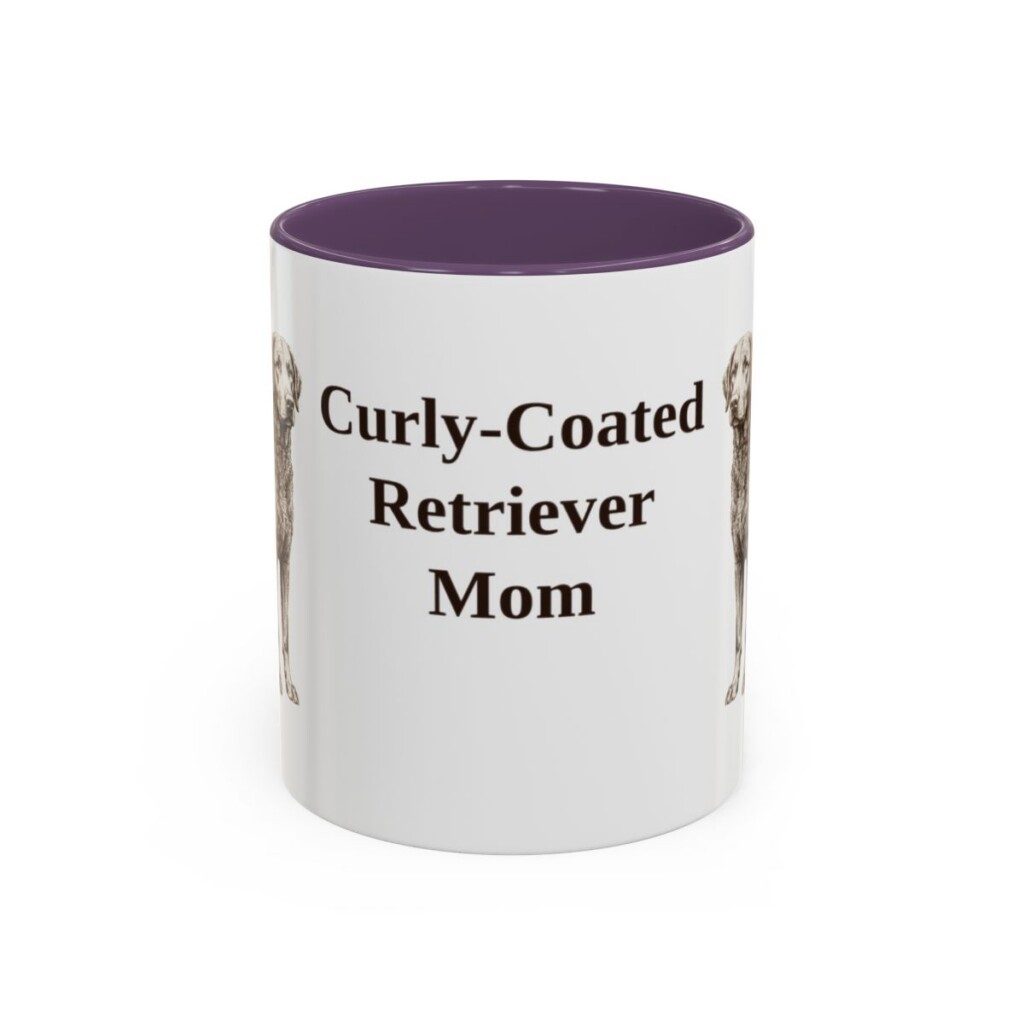 11oz Curly-Coated Retriever Dog Mom Mug, Purple, front view