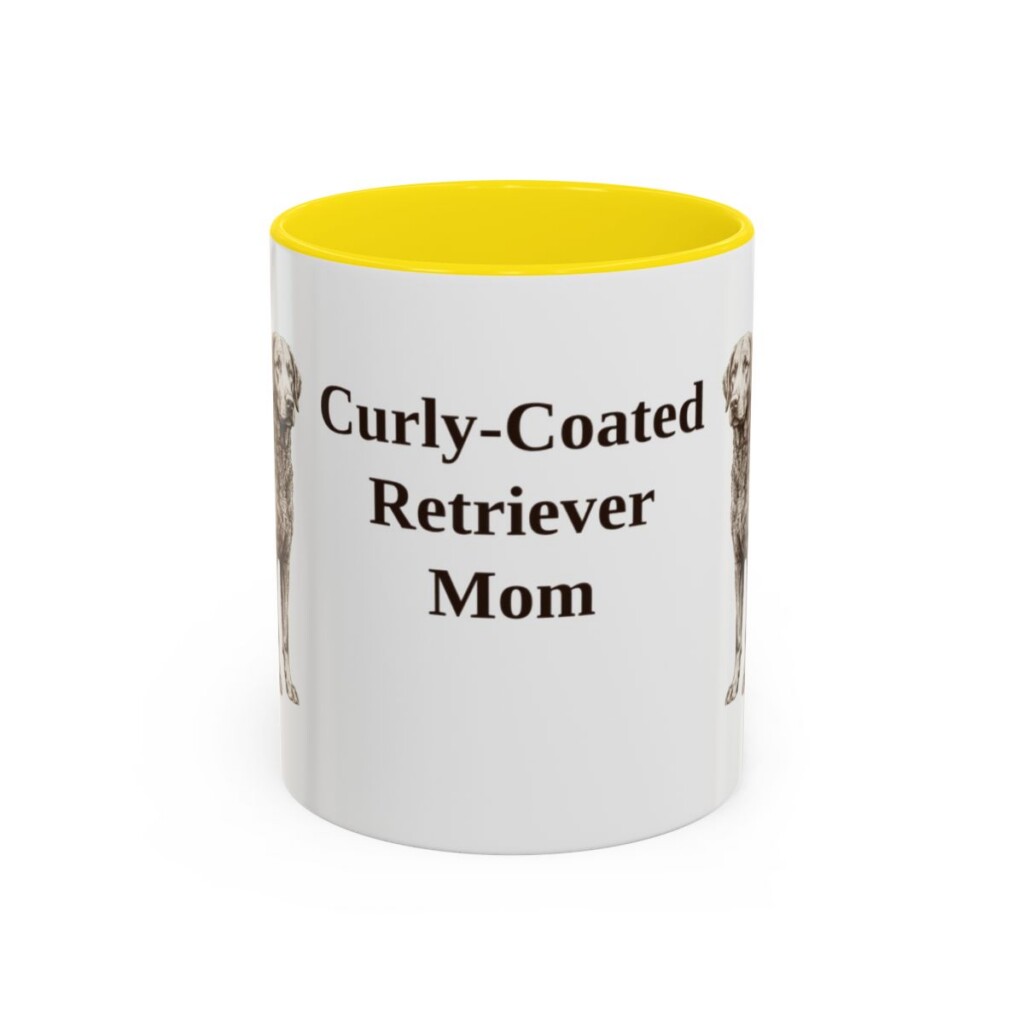 11oz Curly-Coated Retriever Dog Mom Mug, Yellow, front view