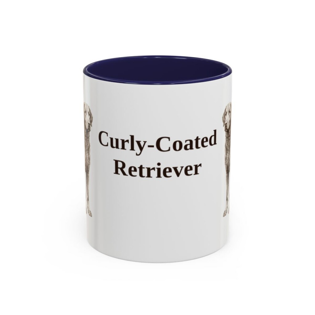 11oz Curly-Coated Retriever Mug, Navy, front view