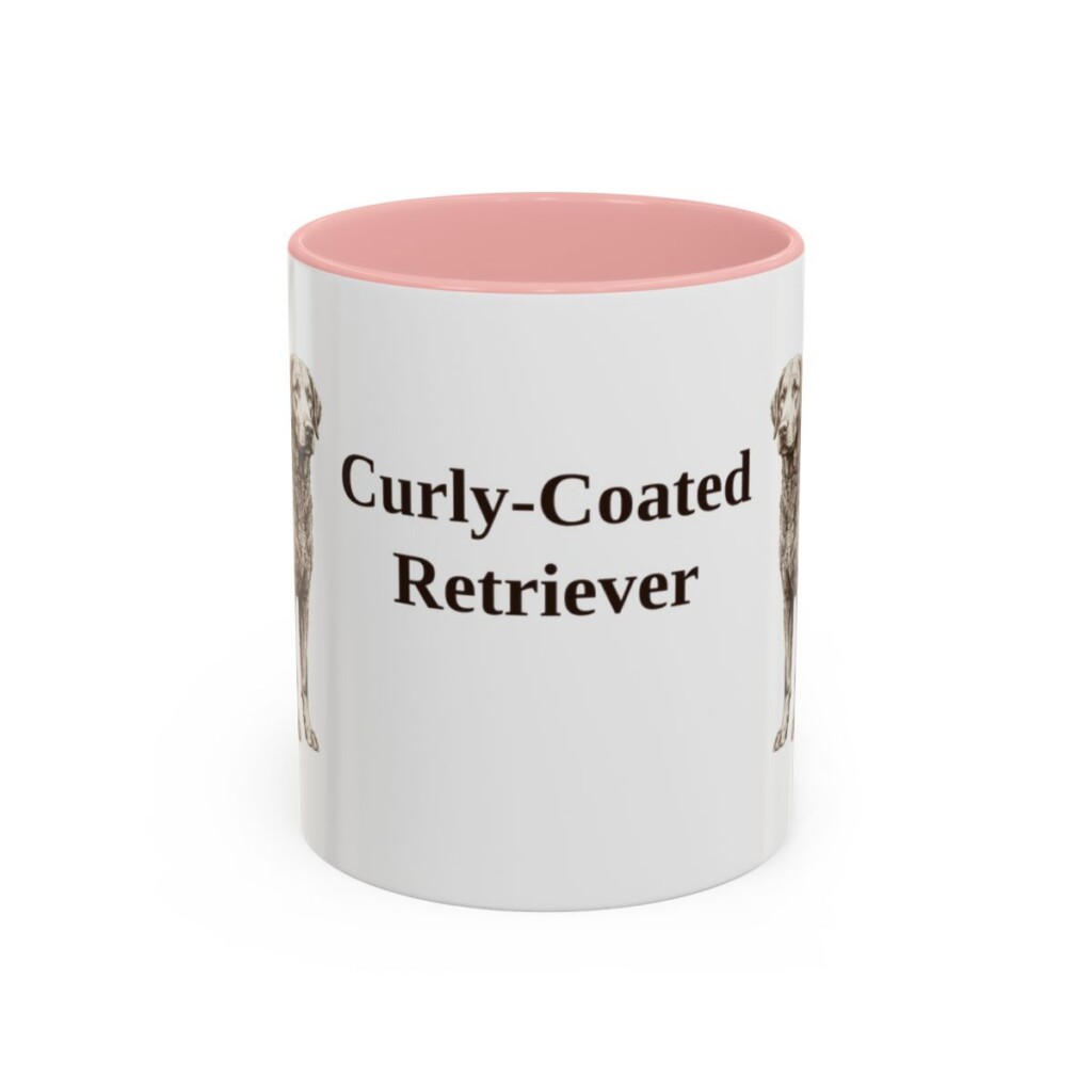 11oz Curly-Coated Retriever Mug, Pink, front view